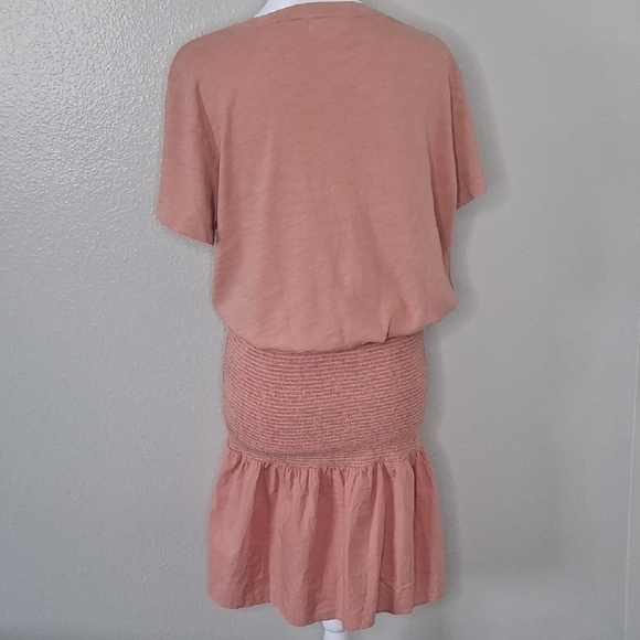 Nation LTD Kacy Combo Dress Pink Glaze Short Smocked Designer Boho Summer Size M - Picture 4 of 15